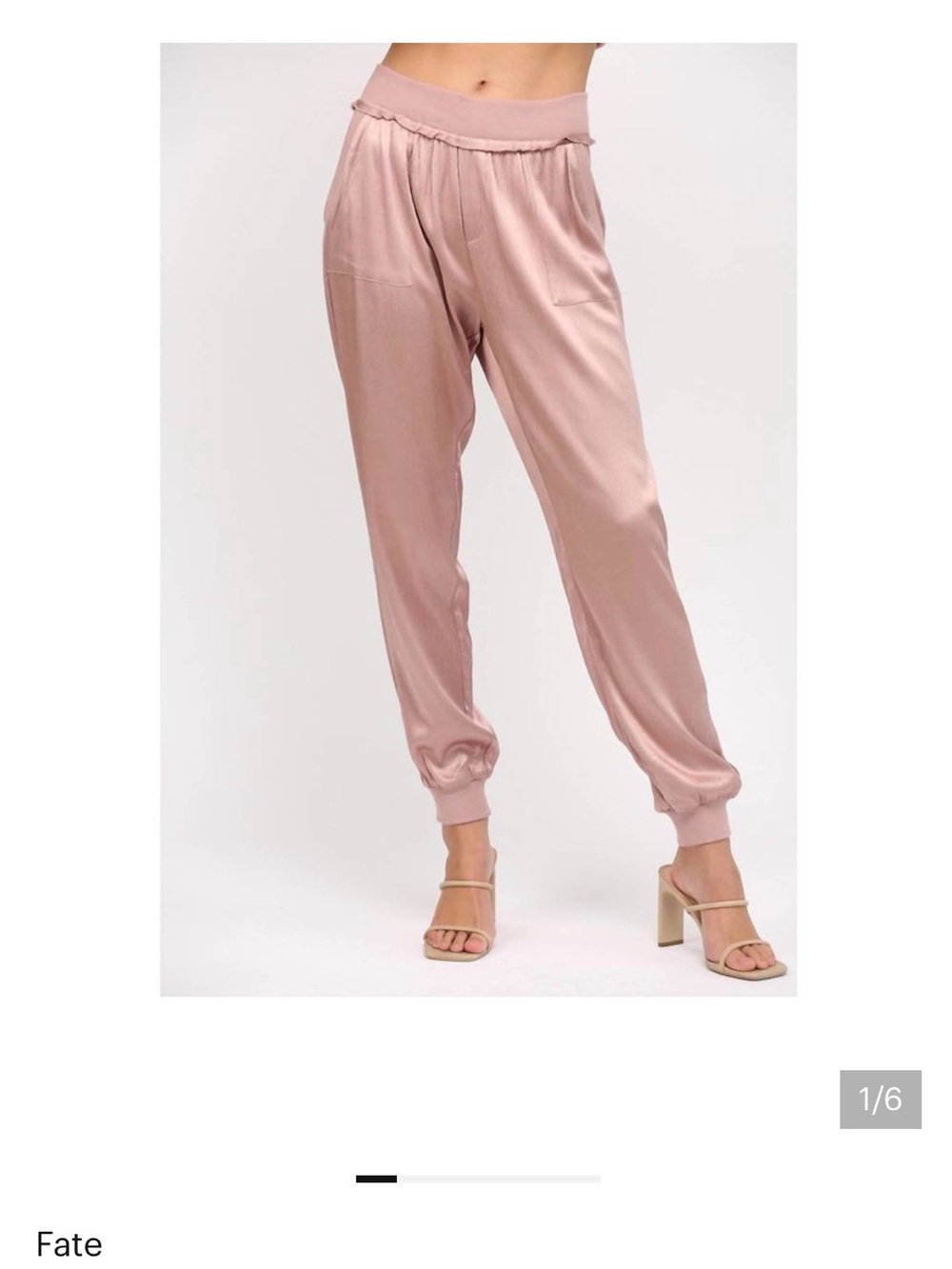 Fate Satin Joggers in Blush Rose